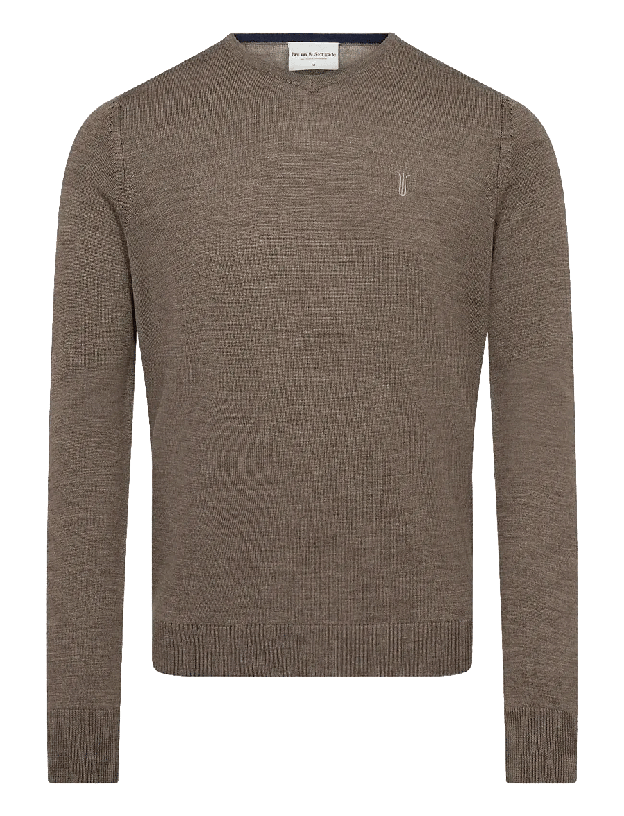 Bruun & Stengade - BS Uranus Regular Fit Knitwear - v-ausschnitt - brown - 1