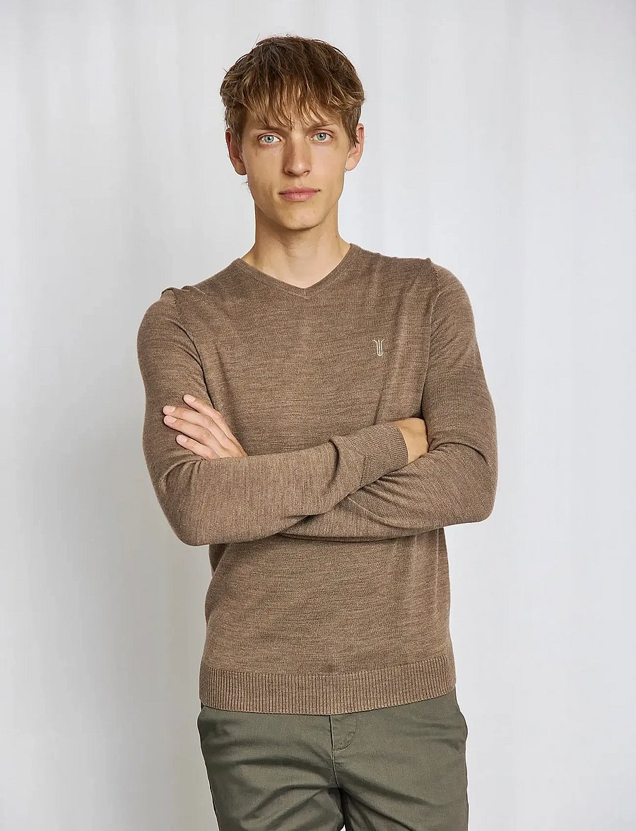 Bruun & Stengade - BS Uranus Regular Fit Knitwear - v-ausschnitt - brown - 4