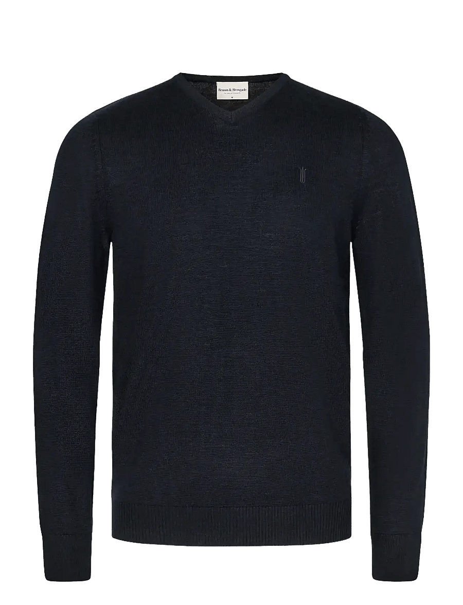 Bruun & Stengade - BS Uranus Regular Fit Knitwear - adījumi ar v veida kakla izgriezumu - navy - 1