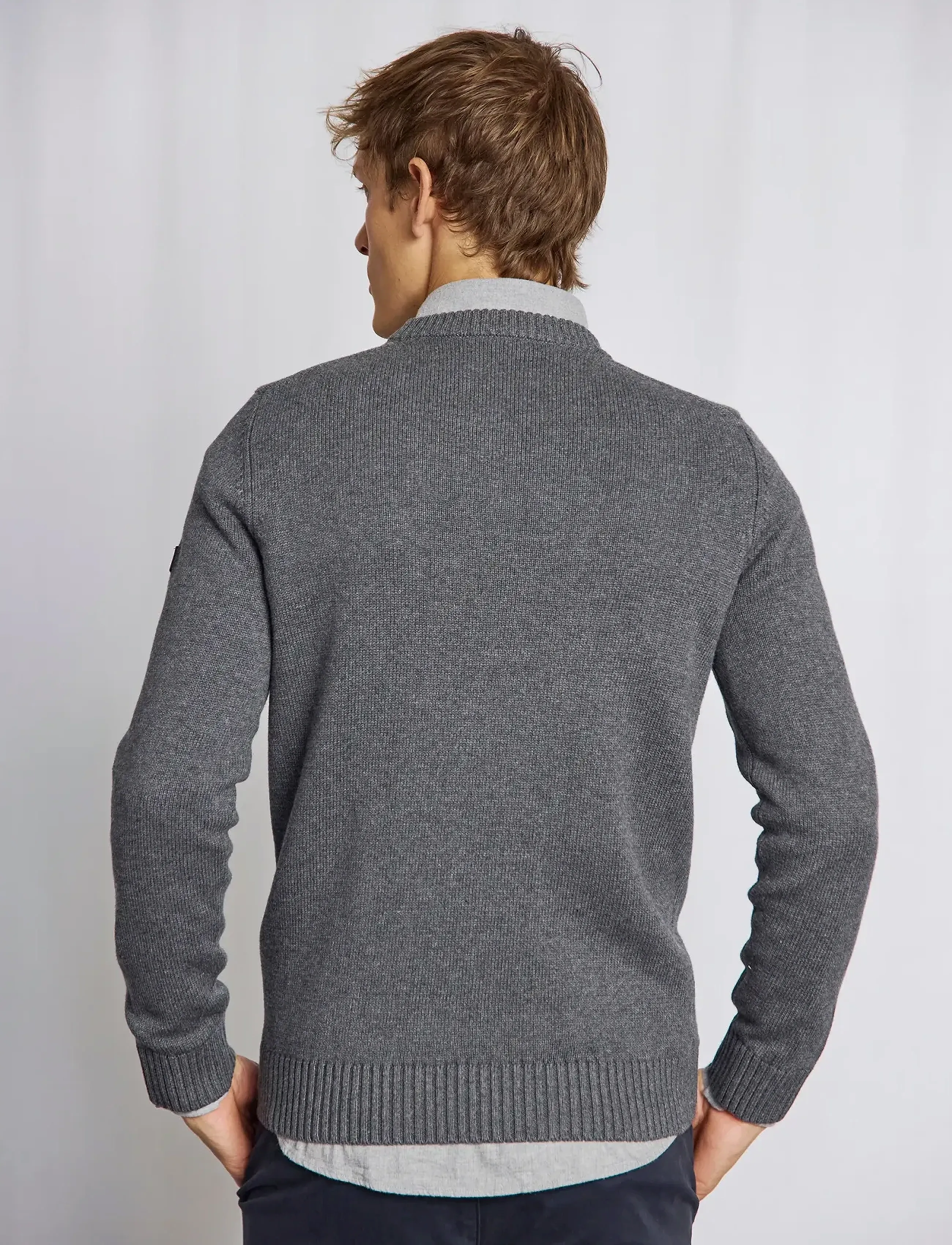 Bruun & Stengade Bs Thorstein Regular Fit Knitwear, S, Grau - Round Necks, Männerswear
