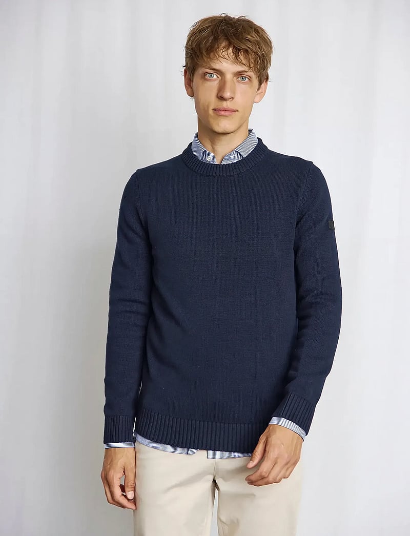 Bruun & Stengade - BS Thorstein Regular Fit Knitwear - rundhalsad - navy - 3