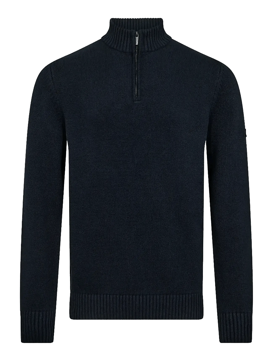 Bruun & Stengade - BS Stian Regular Fit Knitwear - džemperi ar daļēju rāvējslēdzēja aizdari - navy - 1