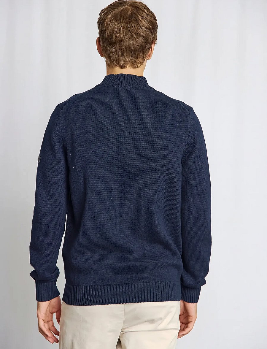 Bruun & Stengade - BS Stian Regular Fit Knitwear - džemperi ar daļēju rāvējslēdzēja aizdari - navy - 0