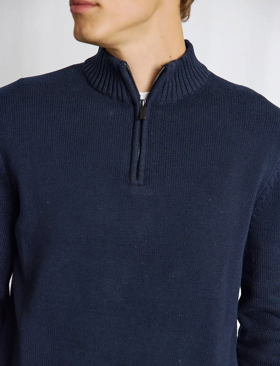 Bruun & Stengade - BS Stian Regular Fit Knitwear - džemperi ar daļēju rāvējslēdzēja aizdari - navy - 4