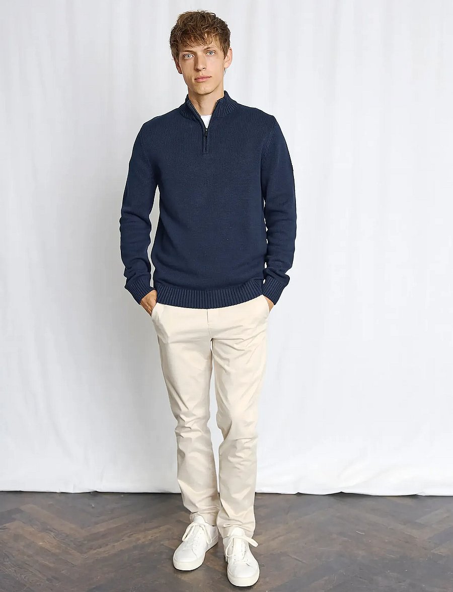 Bruun & Stengade - BS Stian Regular Fit Knitwear - džemperi ar daļēju rāvējslēdzēja aizdari - navy - 5