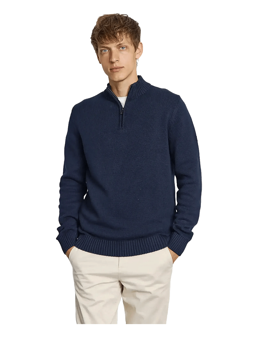 Bruun & Stengade - BS Stian Regular Fit Knitwear - džemperi ar daļēju rāvējslēdzēja aizdari - navy - 3