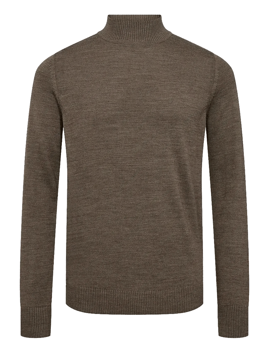 Bruun & Stengade - BS Froder Regular Fit Knitwear - rollkragen - brown - 0