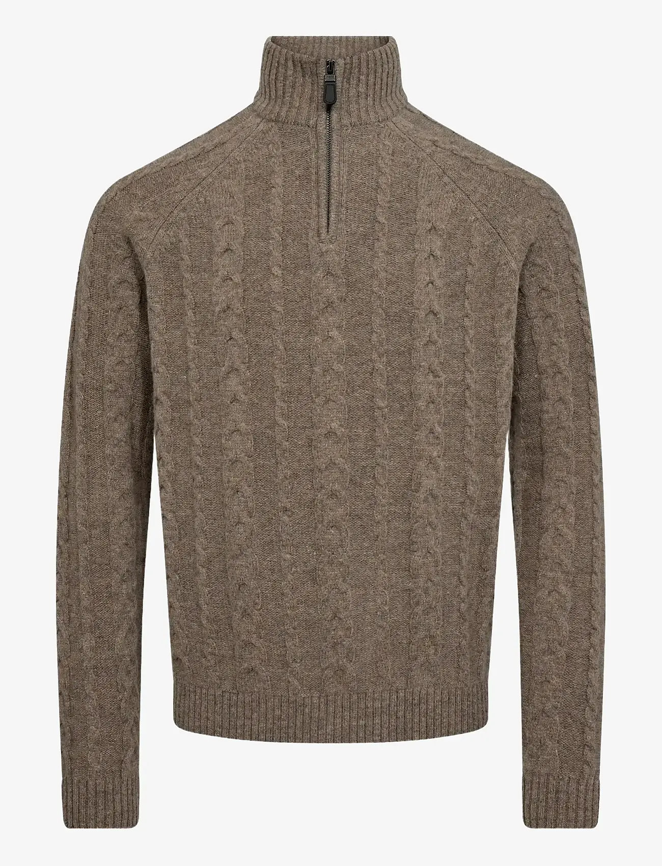 Bruun & Stengade - BS Askel Regular Fit Knitwear - pullover mit halbem reißverschluss - brown - 1