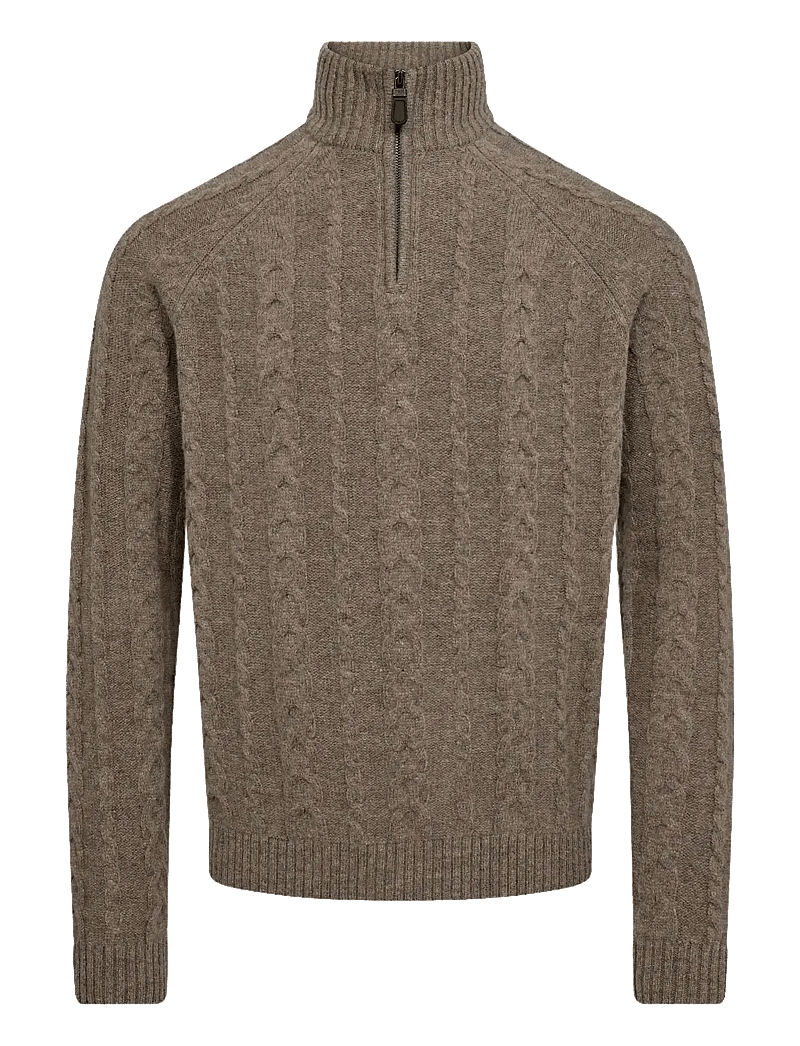 Bruun & Stengade - BS Askel Regular Fit Knitwear - pullover mit halbem reißverschluss - brown - 1