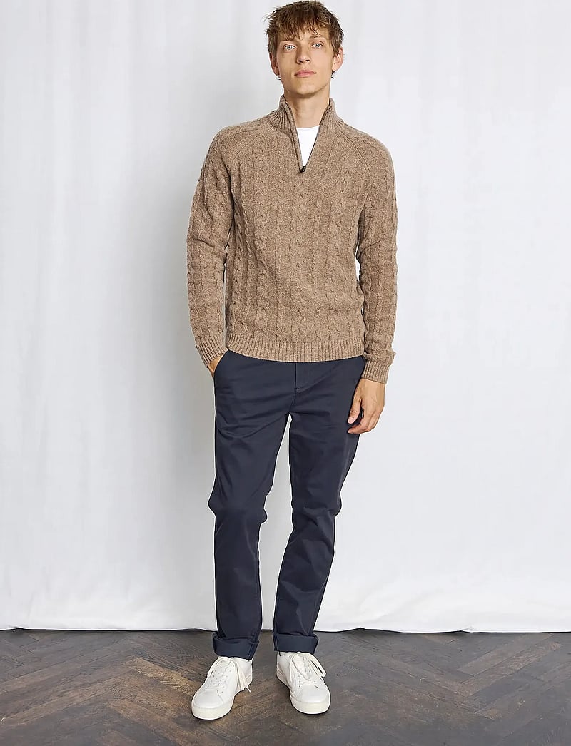 Bruun & Stengade - BS Askel Regular Fit Knitwear - pullover mit halbem reißverschluss - brown - 0