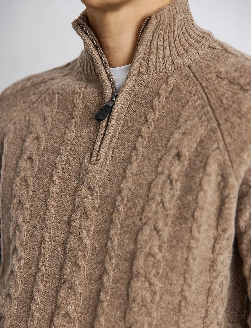 Bruun & Stengade - BS Askel Regular Fit Knitwear - pullover mit halbem reißverschluss - brown - 5