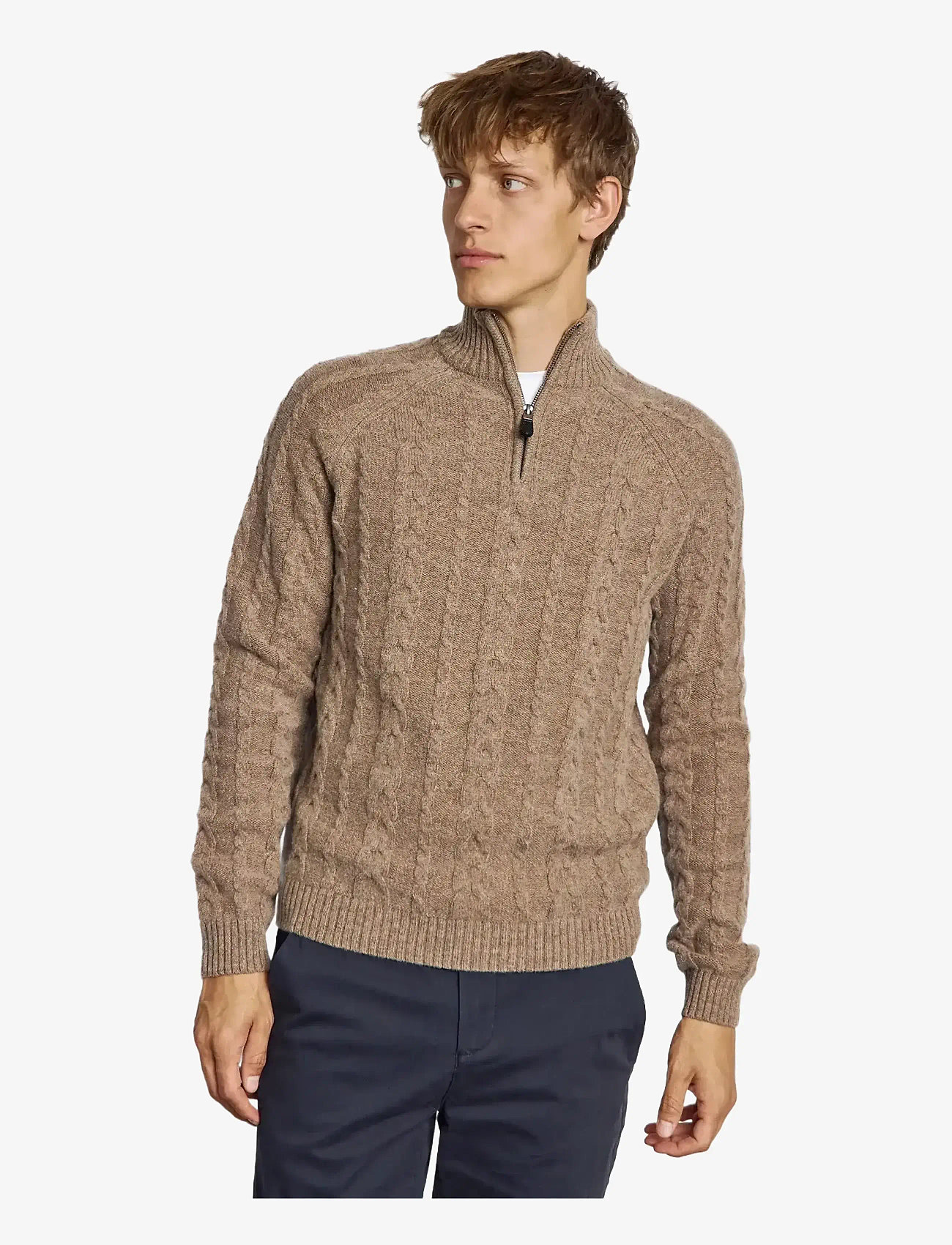 Bruun & Stengade - BS Askel Regular Fit Knitwear - pullover mit halbem reißverschluss - brown - 3
