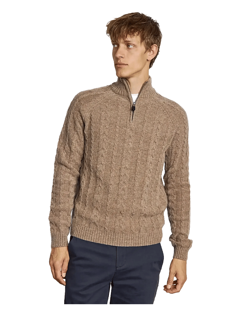 Bruun & Stengade - BS Askel Regular Fit Knitwear - pullover mit halbem reißverschluss - brown - 3