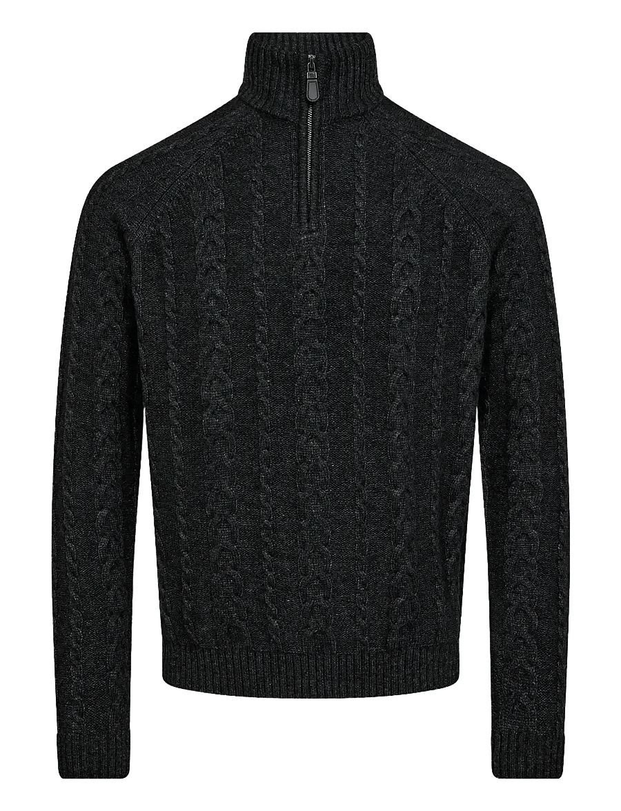 Bruun & Stengade - BS Askel Regular Fit Knitwear - tõmblukk-kaelusega džemprid - charcoal - 1
