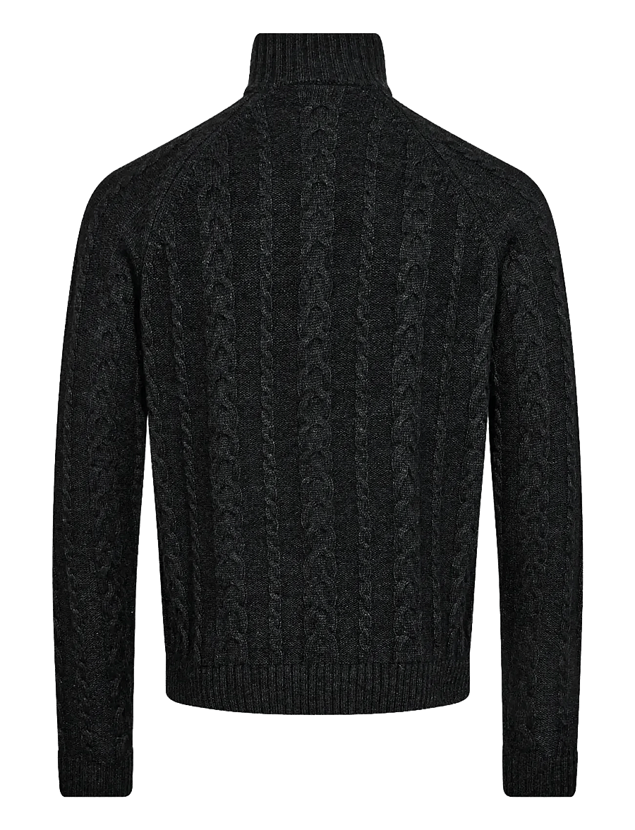 Bruun & Stengade - BS Askel Regular Fit Knitwear - tõmblukk-kaelusega džemprid - charcoal - 2