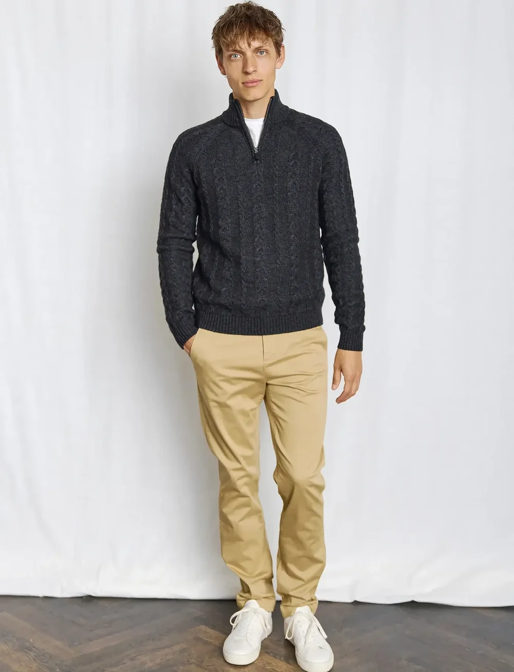 Bruun & Stengade - BS Askel Regular Fit Knitwear - half zip-tröjor - charcoal - 0