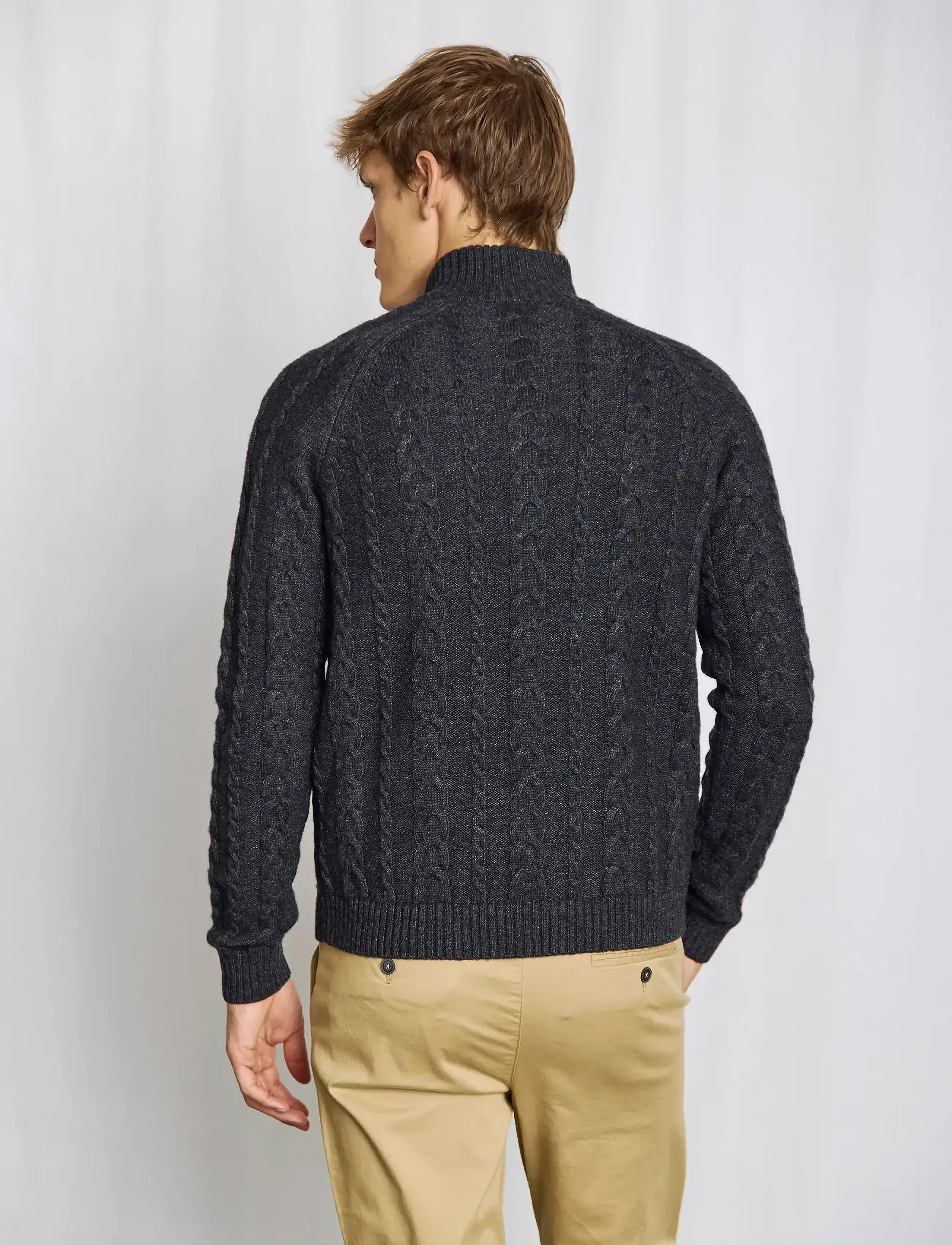 Bruun & Stengade - BS Askel Regular Fit Knitwear - tõmblukk-kaelusega džemprid - charcoal - 4