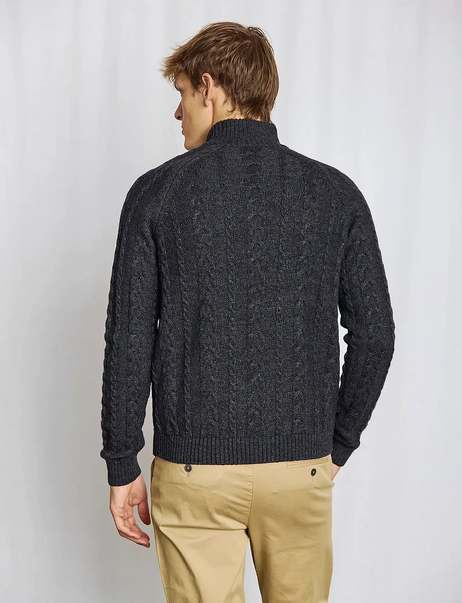 Bruun & Stengade - BS Askel Regular Fit Knitwear - tõmblukk-kaelusega džemprid - charcoal - 4