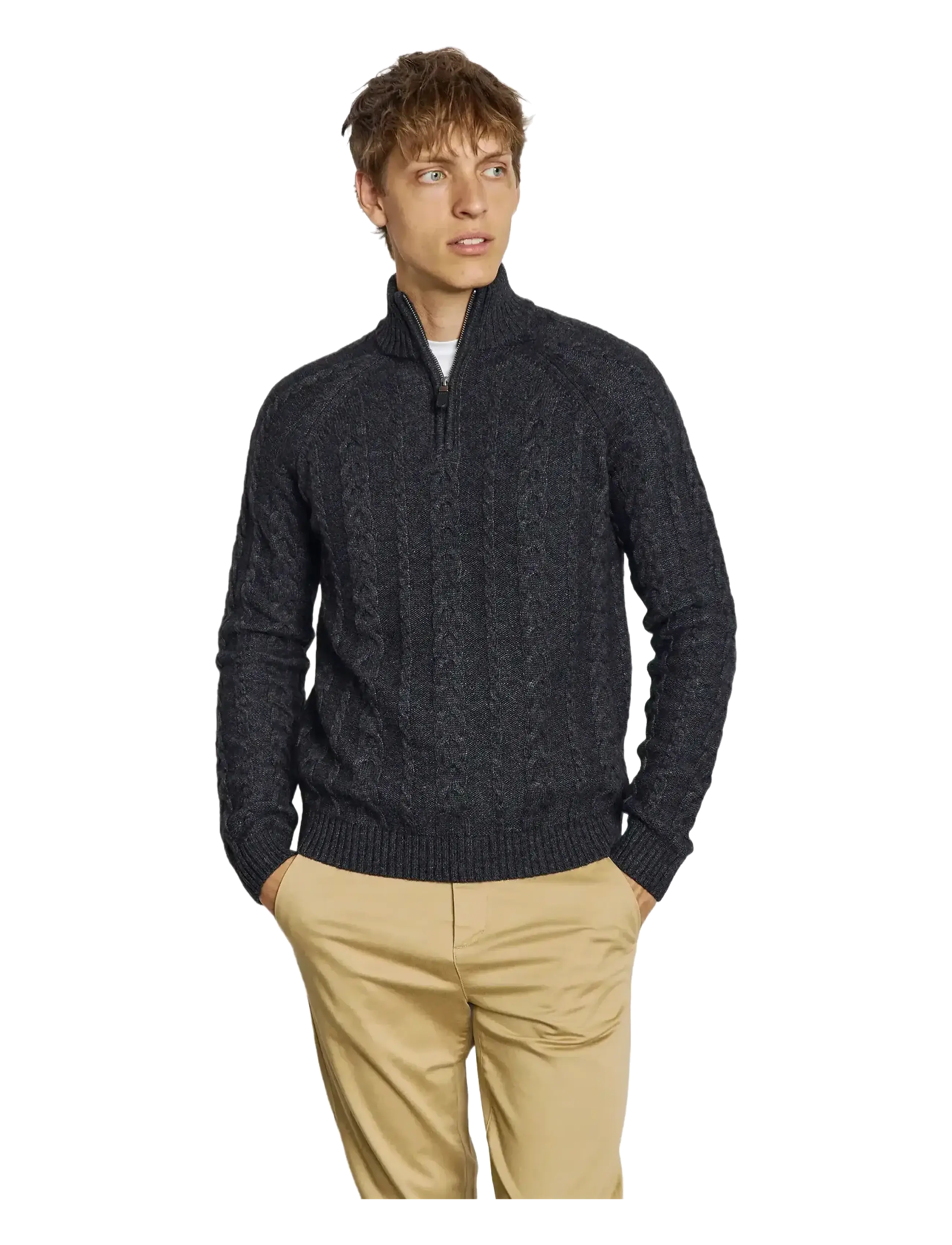 Bruun & Stengade - BS Askel Regular Fit Knitwear - tõmblukk-kaelusega džemprid - charcoal - 3
