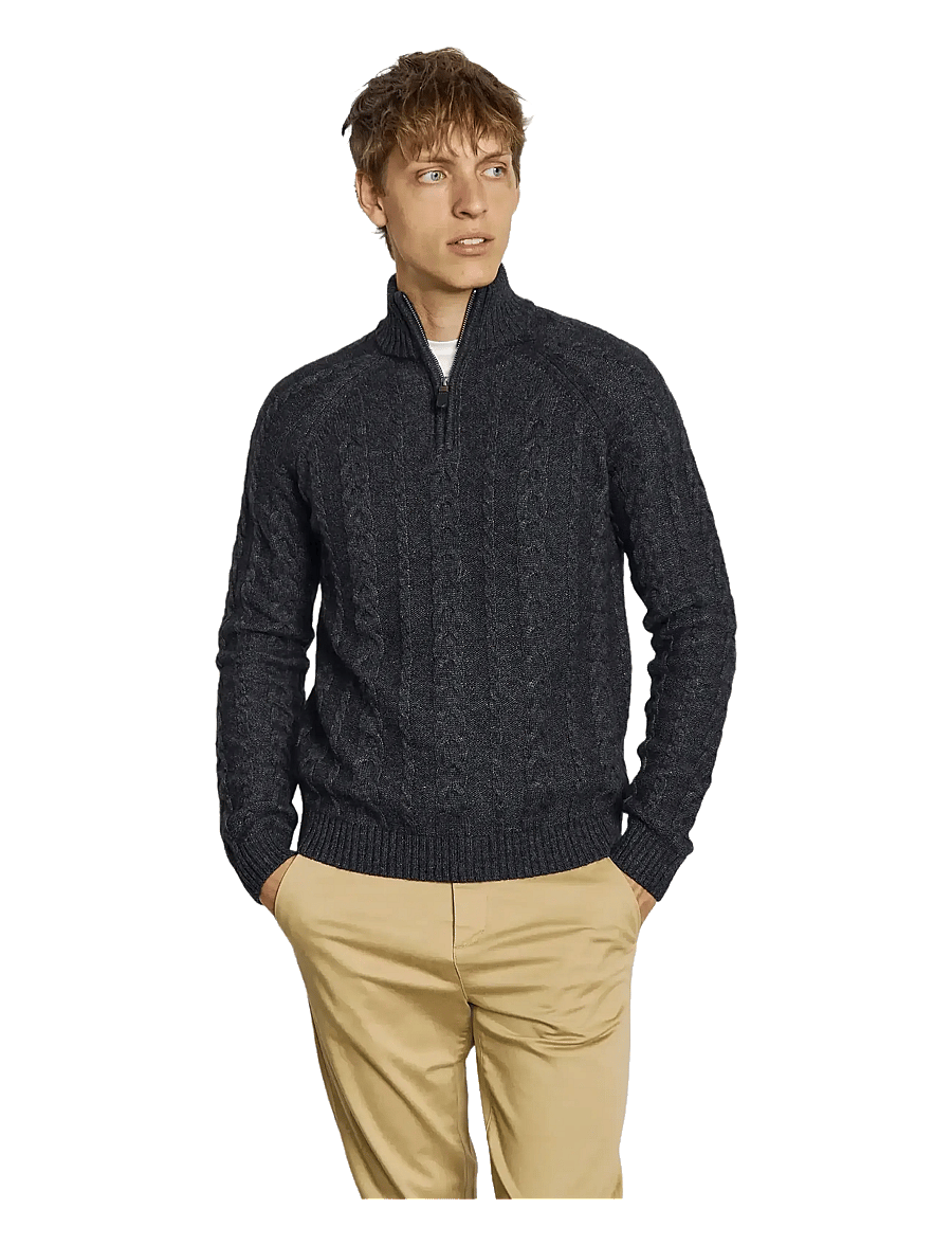 Bruun & Stengade - BS Askel Regular Fit Knitwear - tõmblukk-kaelusega džemprid - charcoal - 3