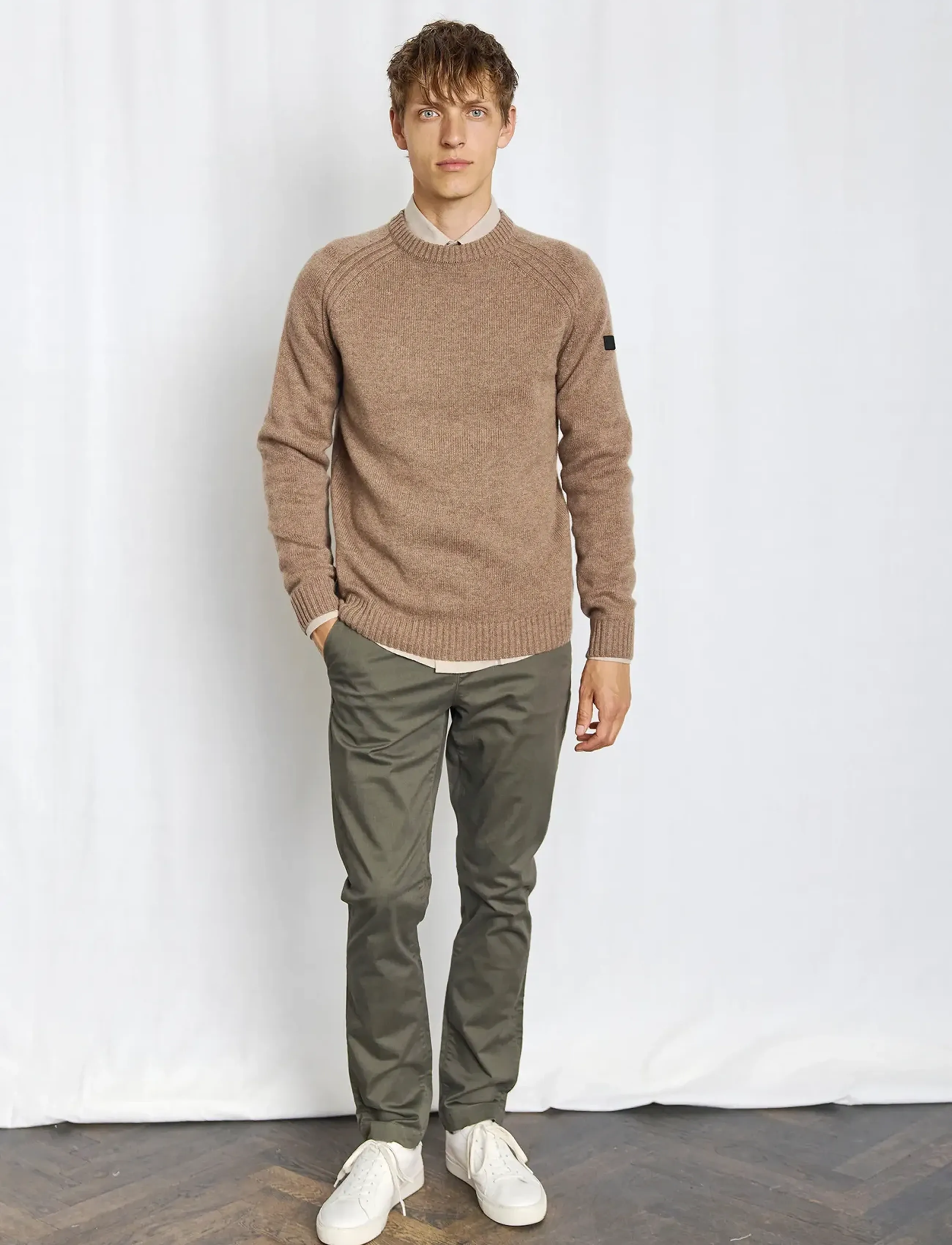 Bruun & Stengade Bs Baldor Regular Fit Knitwear, Mænd, Rundhals Striktrøje, Brun, Str: XXL