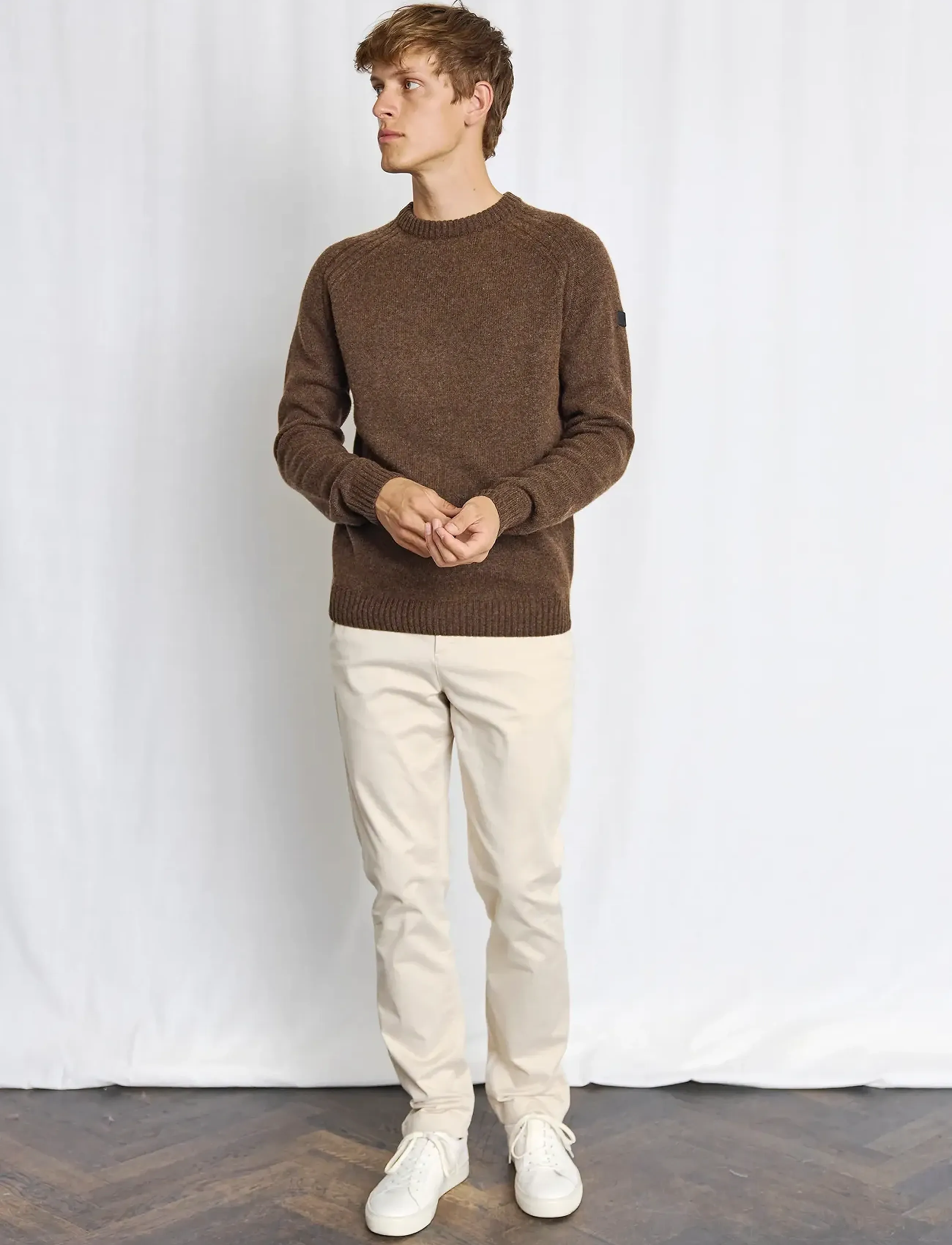 Bruun & Stengade Bs Baldor Regular Fit Knitwear, Mænd, Rundhals Striktrøje, Brun, Str: L
