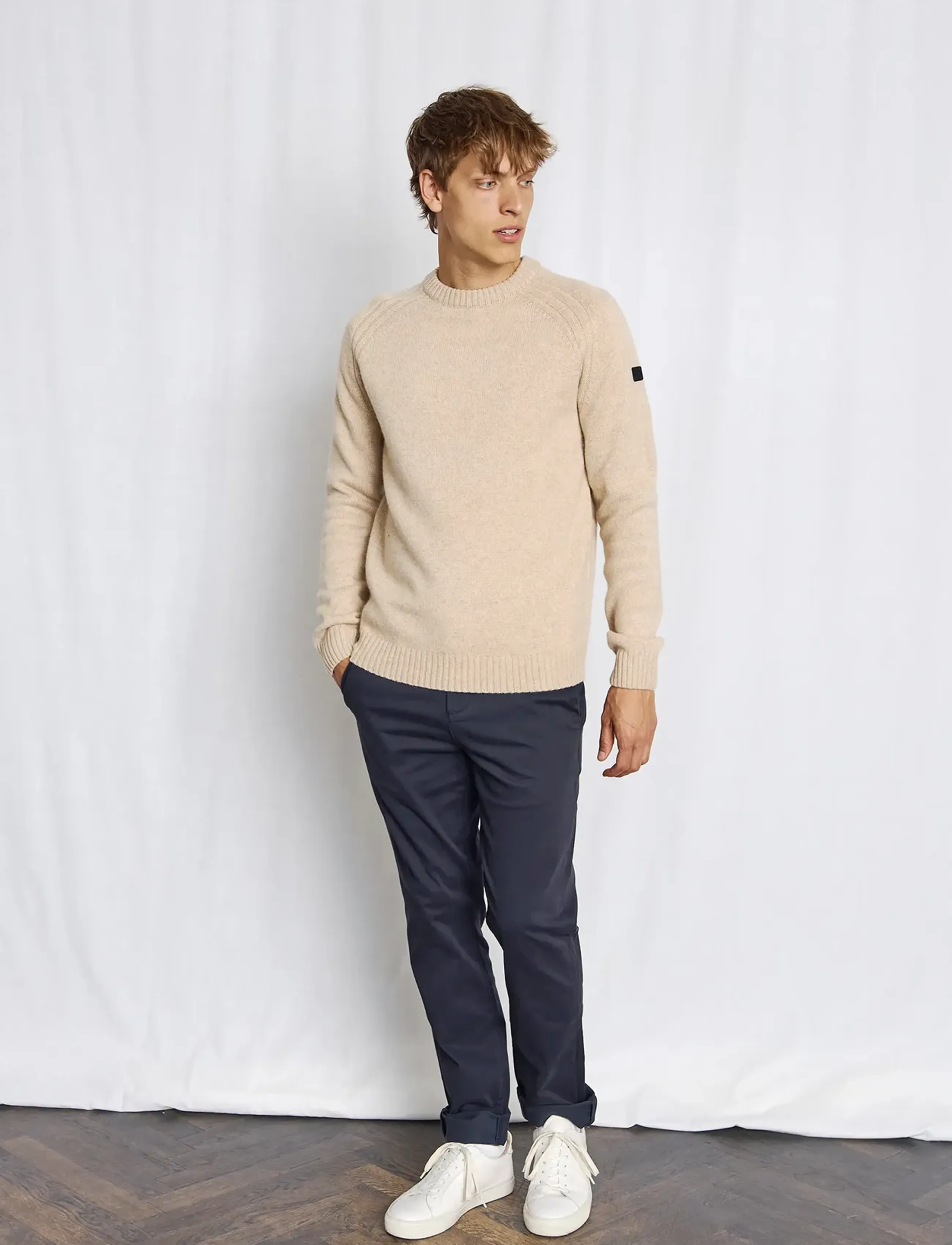Bruun & Stengade Bs Baldor Regular Fit Knitwear, XXL, Beige - Round Necks, Männerswear