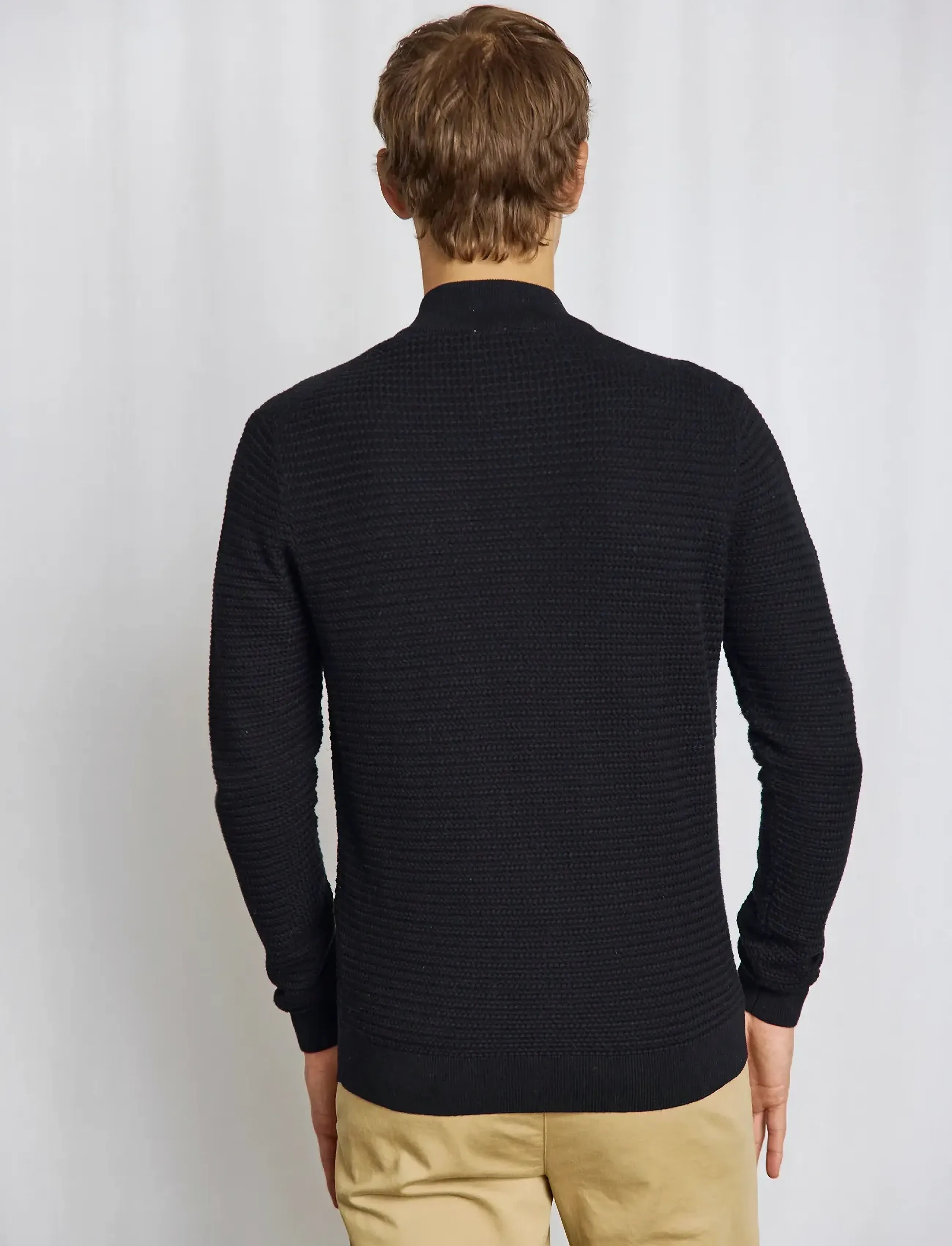 Bruun & Stengade - BS Waldis Regular Fit Knitwear - pullover mit durchgehendem reißverschluss - black - 4