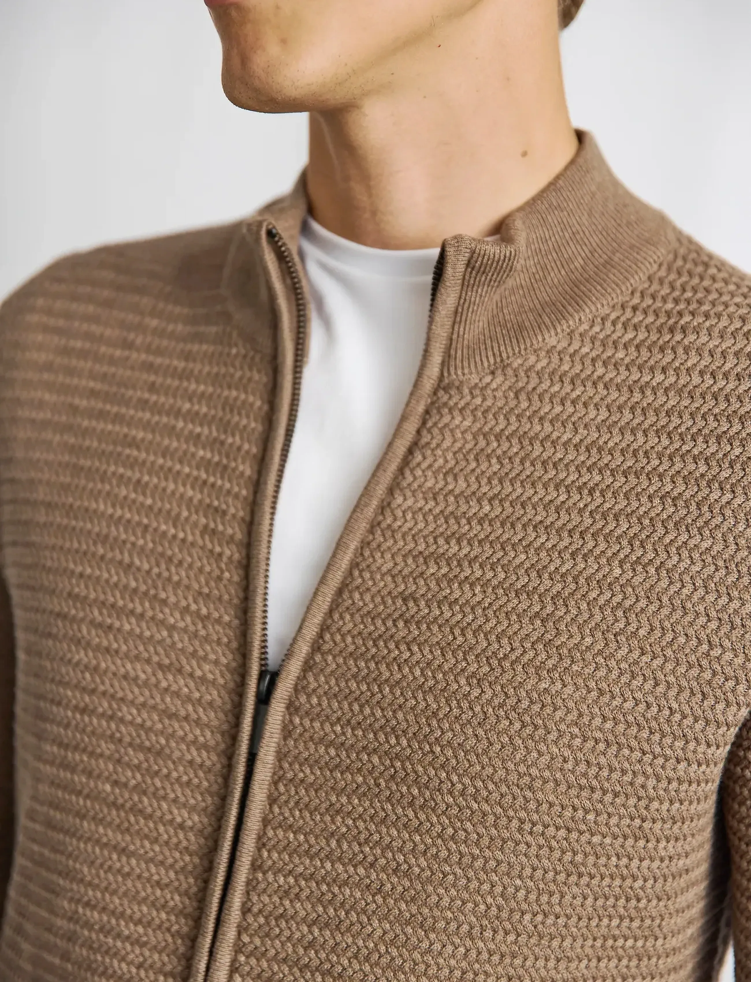 Bruun & Stengade - BS Waldis Regular Fit Knitwear - full zip jumpers - brown - 4