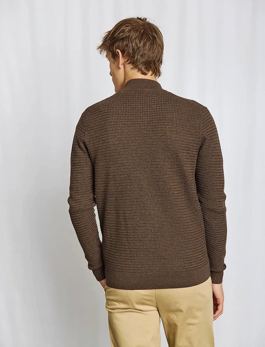 Bruun & Stengade - BS Waldis Regular Fit Knitwear - pullover mit durchgehendem reißverschluss - forest - 0