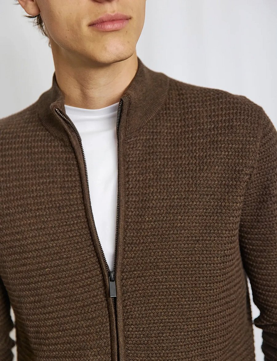 Bruun & Stengade - BS Waldis Regular Fit Knitwear - pullover mit durchgehendem reißverschluss - forest - 4