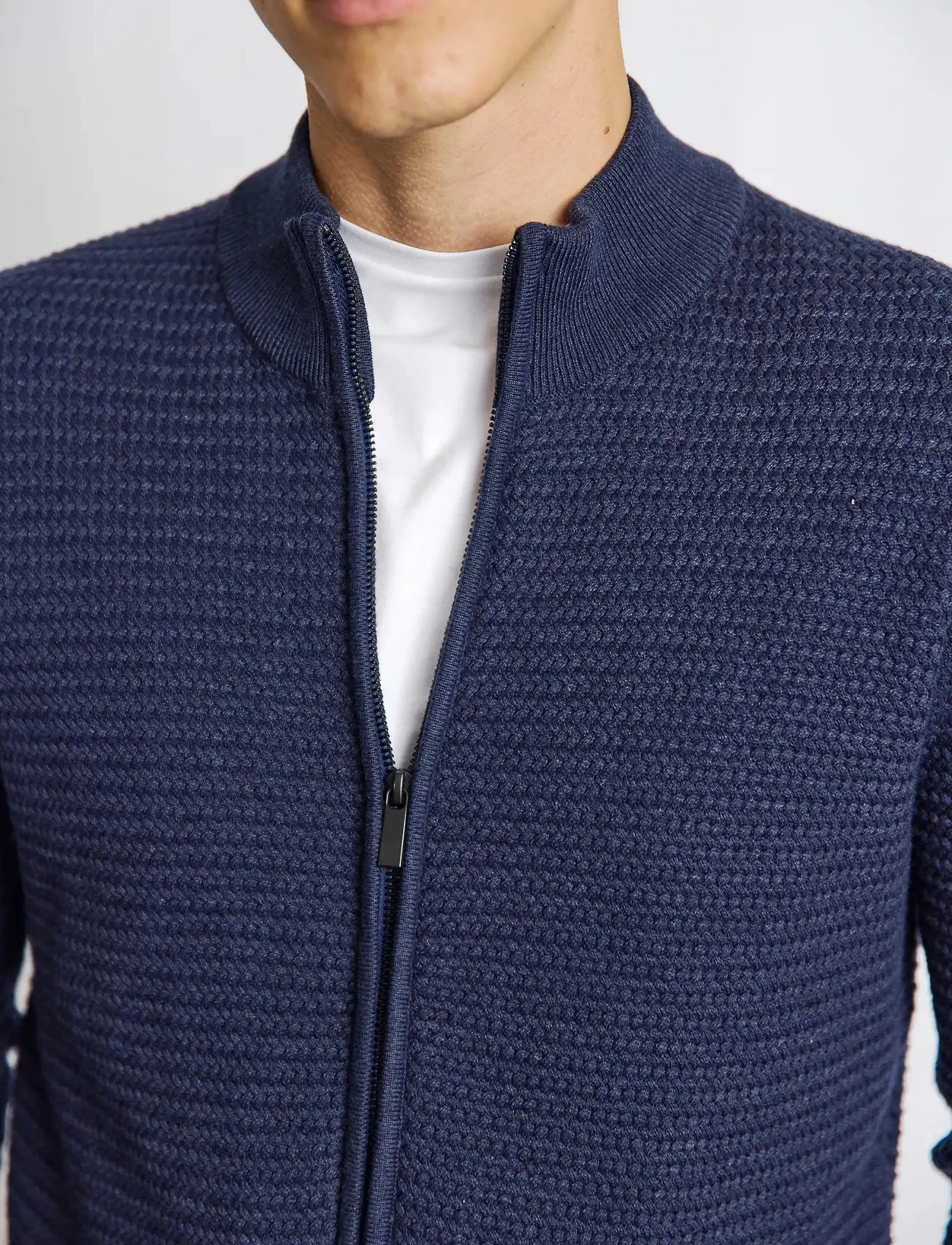 Bruun & Stengade - BS Waldis Regular Fit Knitwear - full zip jumpers - thunder - 4