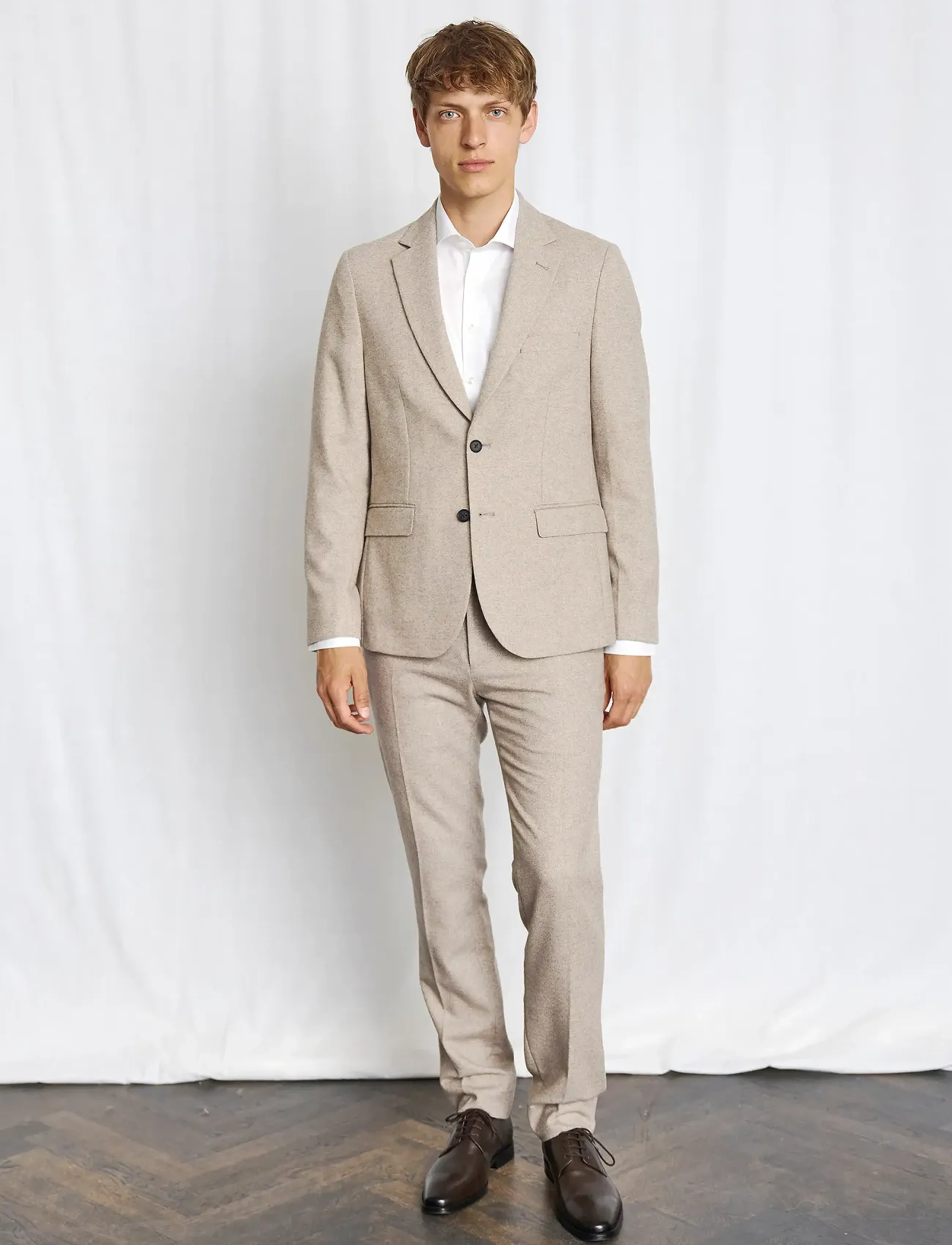 Bruun & Stengade Bs Rapallo Classic Fit Suit Pants, Mænd, Klassiske Habitbukser, Beige, Str: 48