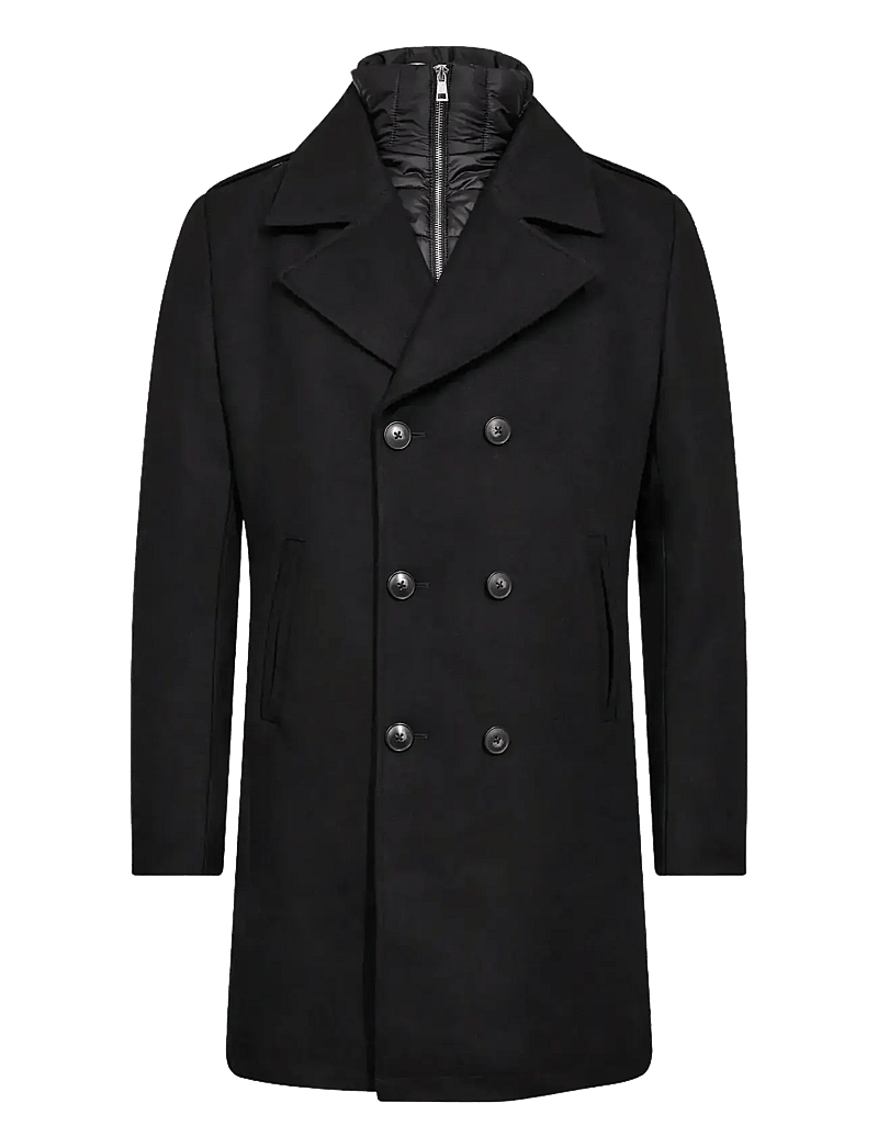 Bruun & Stengade - BS Nelson Slim Fit Coat - wollmäntel - black - 1