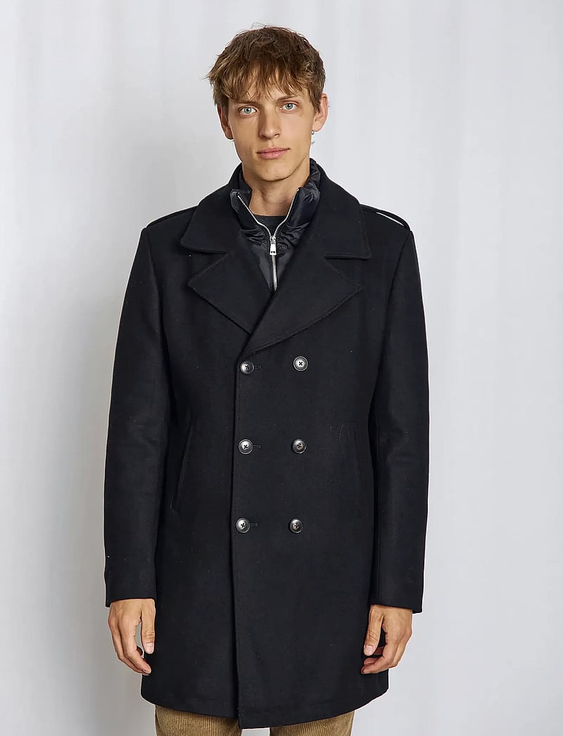 Bruun & Stengade - BS Nelson Slim Fit Coat - wollmäntel - black - 0