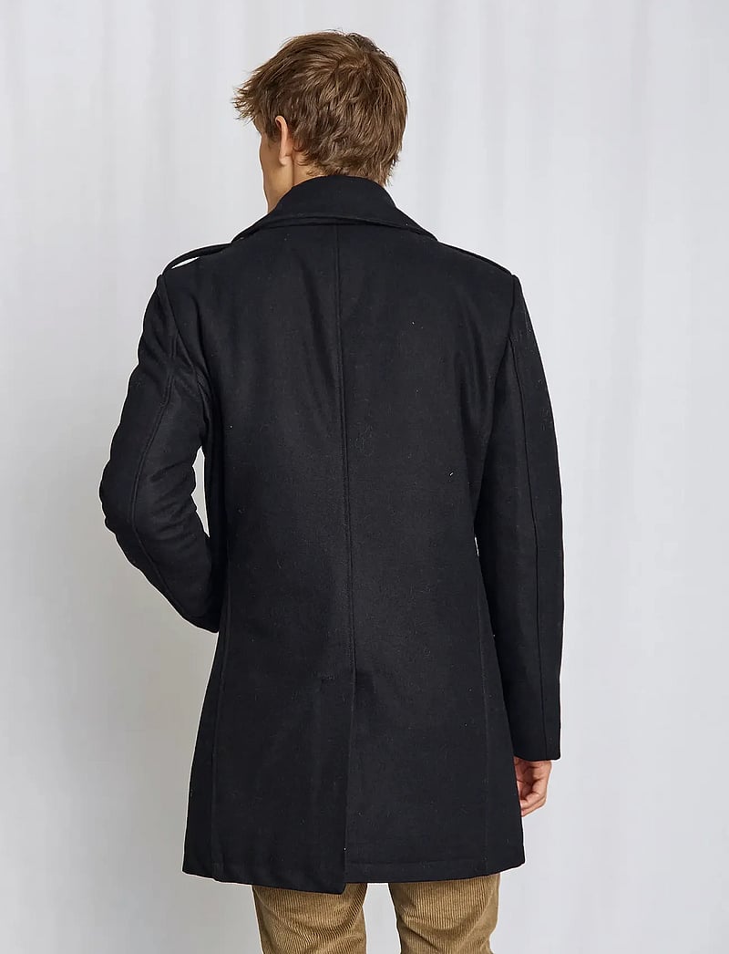 Bruun & Stengade - BS Nelson Slim Fit Coat - wollmäntel - black - 3