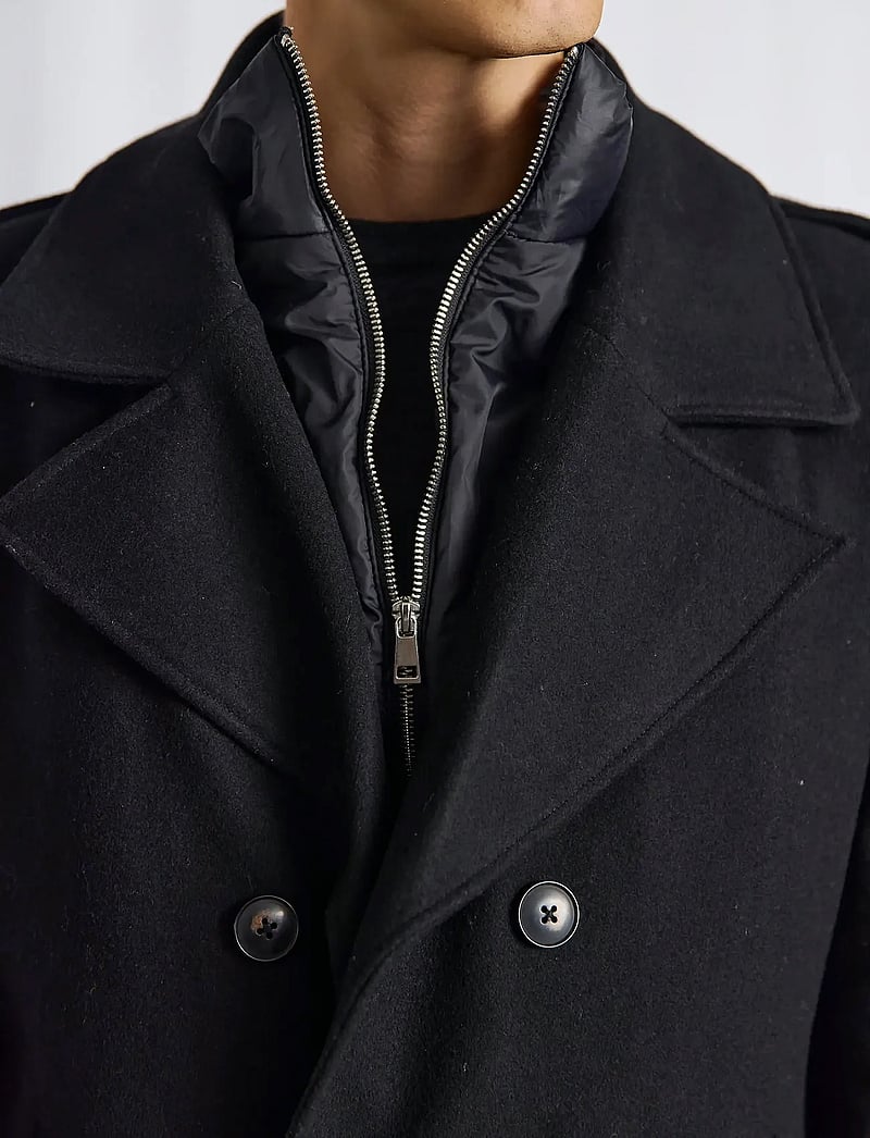 Bruun & Stengade - BS Nelson Slim Fit Coat - wollmäntel - black - 4