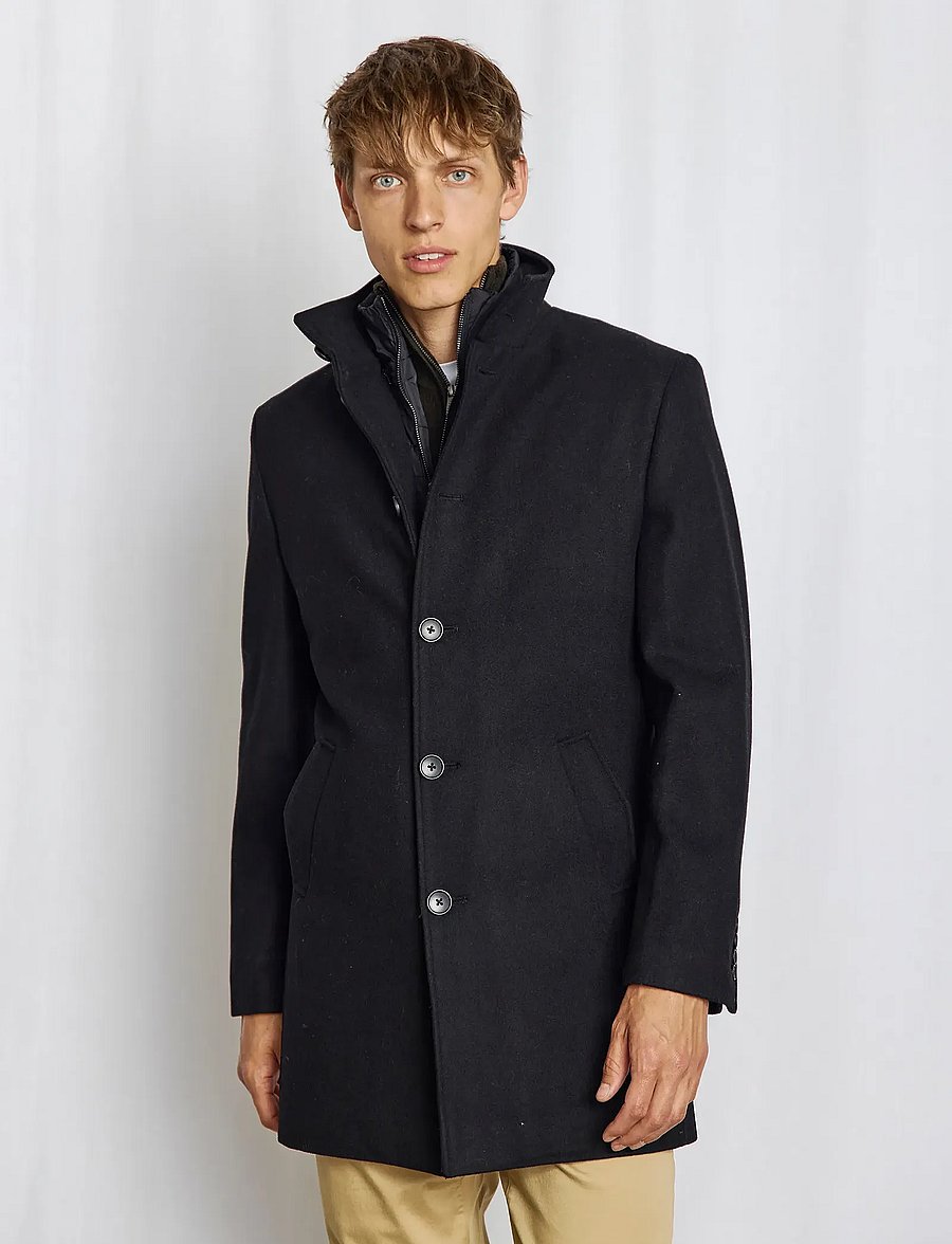 Bruun & Stengade - BS Ontario Slim Fit Coat - ullarfrakkar - black - 0