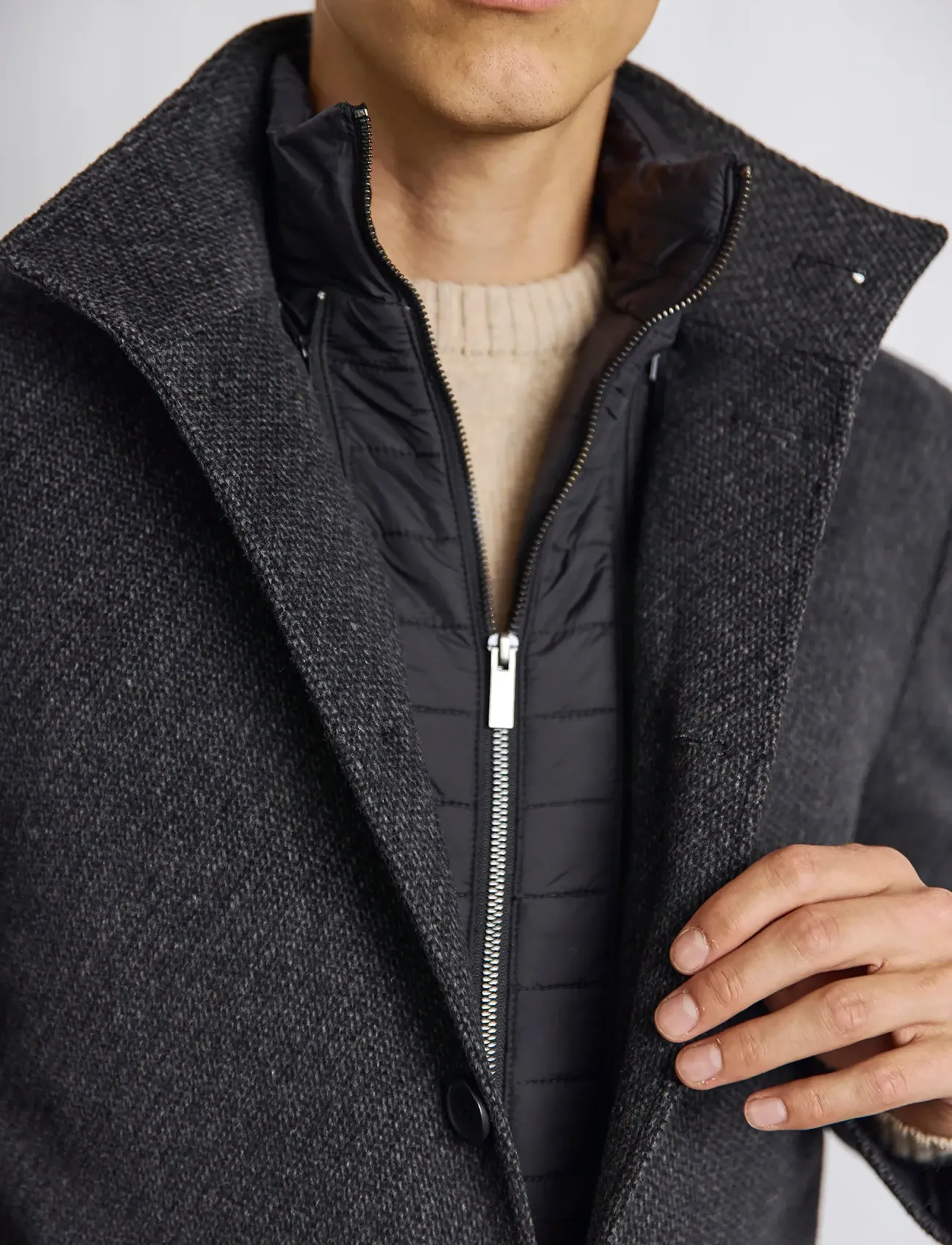 Bruun & Stengade - BS Ontario Slim Fit Coat - villased mantlid - dark grey - 4