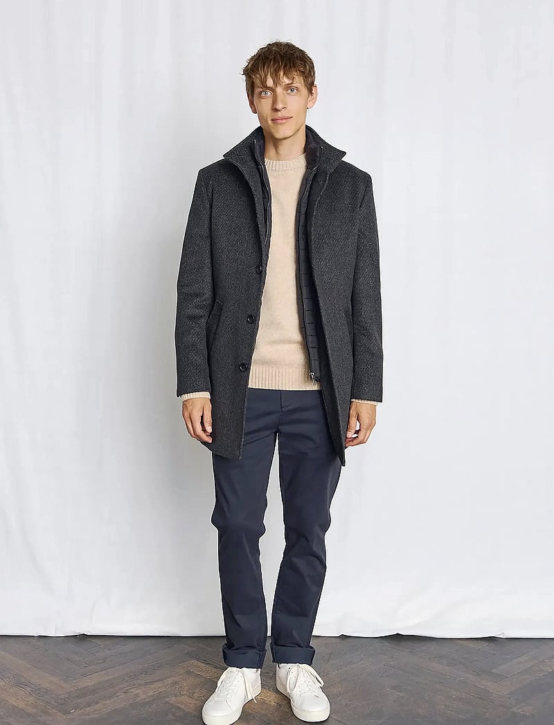 Bruun & Stengade - BS Ontario Slim Fit Coat - wool coats - dark grey - 5