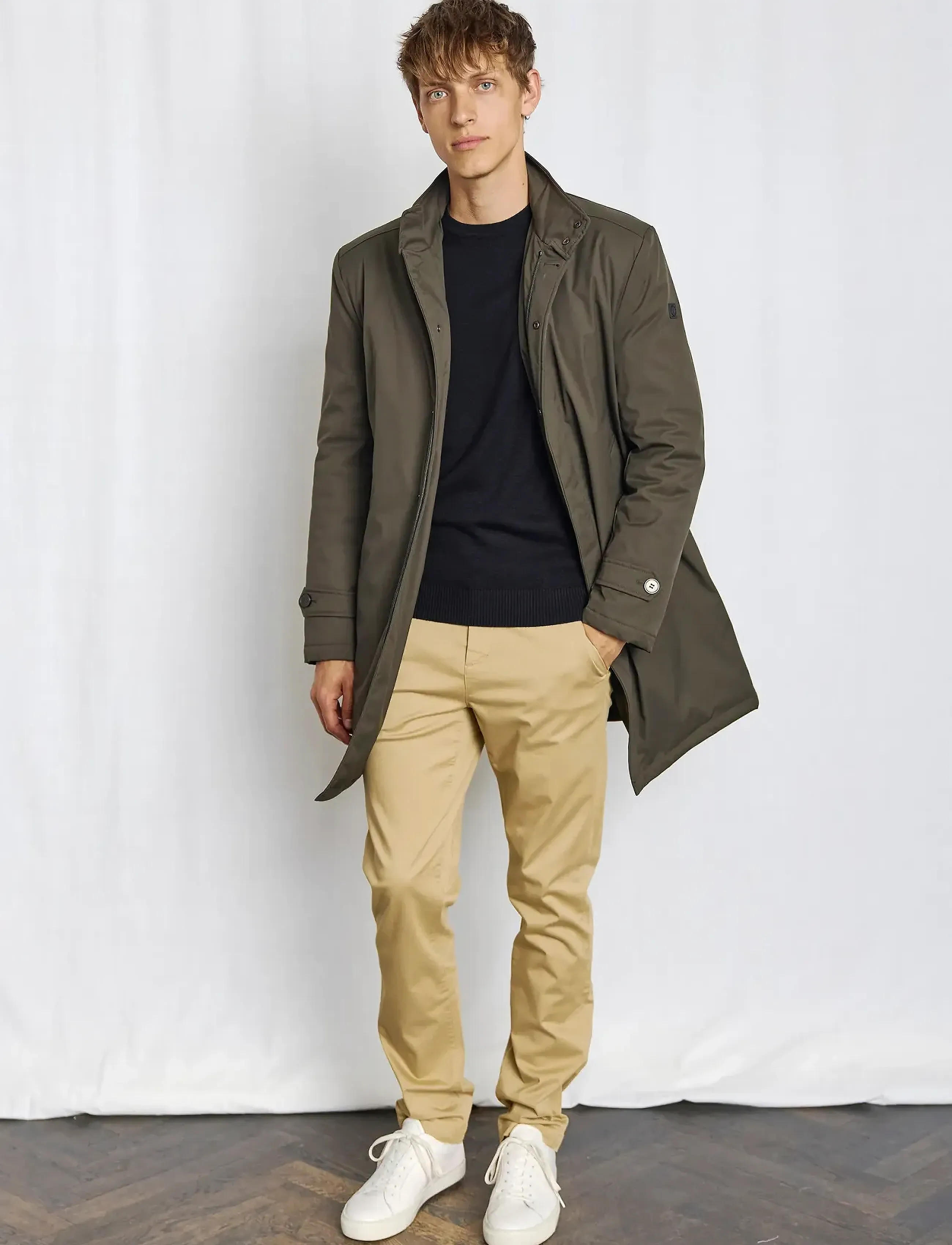 Bruun & Stengade Bs Bedford Slim Fit Coat, S, Khaki green, Frakker > Lette Frakker, Herre