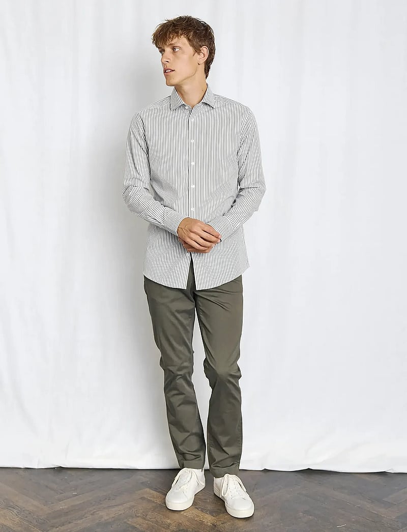 Bruun & Stengade - BS Cole Slim Fit Shirt - gestreifte hemden - green/white - 0