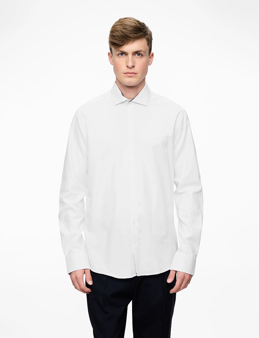 Bruun & Stengade - BS Hader Slim Fit Shirt - pidulikud särgid - white - 0