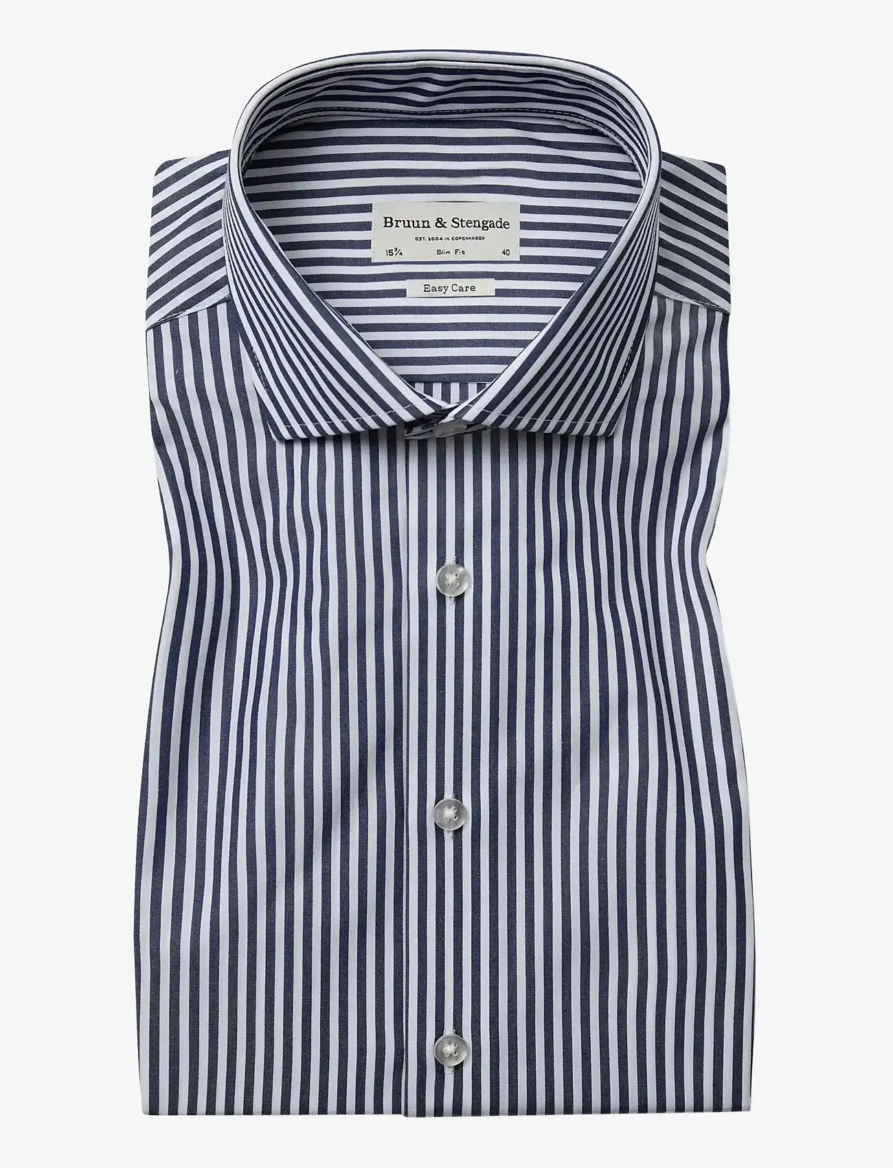 Bruun & Stengade - BS Rodriguez Slim Fit Shirt - stribede skjorter - navy/white - 1