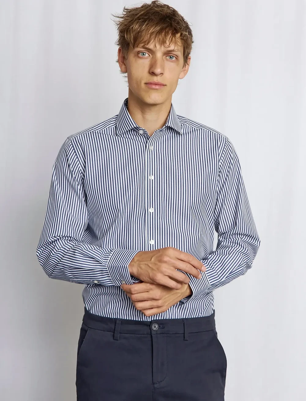 Bruun & Stengade - BS Rodriguez Slim Fit Shirt - triibulised särgid - navy/white - 2