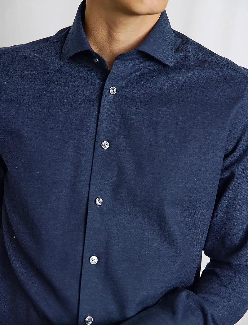 Bruun & Stengade - BS Tatis Slim Fit Shirt - kostymskjortor - navy - 4