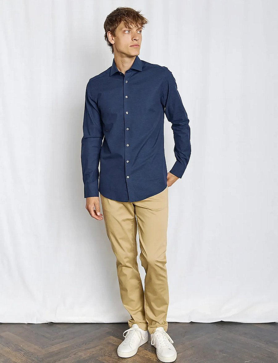 Bruun & Stengade - BS Fernando Modern Fit Shirt - muodolliset kauluspaidat - navy - 0