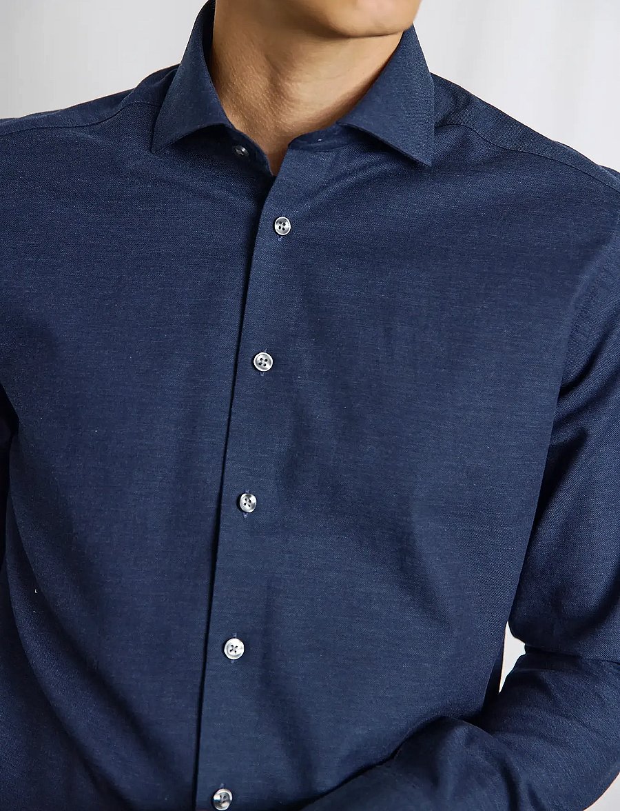 Bruun & Stengade - BS Fernando Modern Fit Shirt - muodolliset kauluspaidat - navy - 4