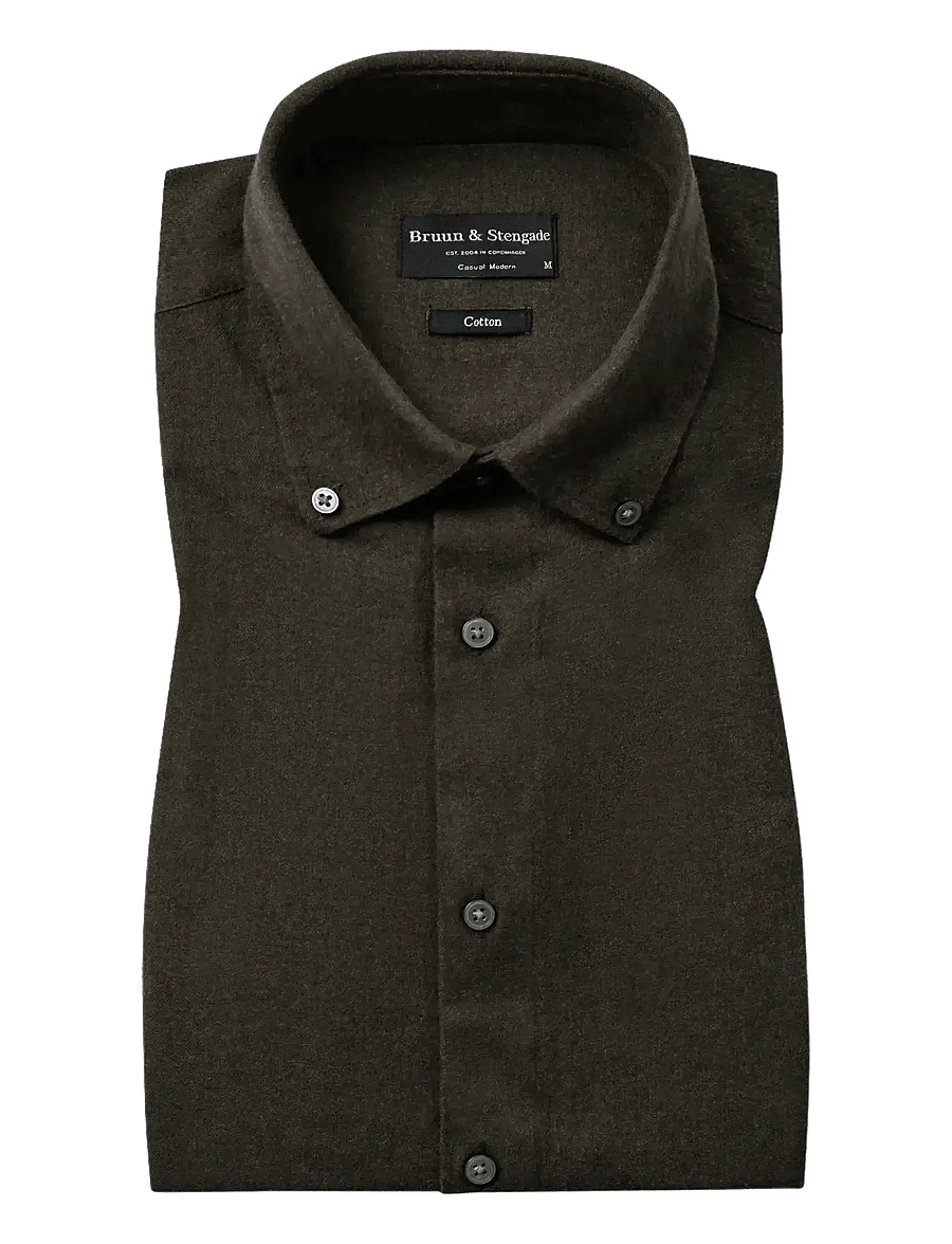 Bruun & Stengade - BS Faruk Casual Modern Fit Shirt - rennot kauluspaidat - army - 1