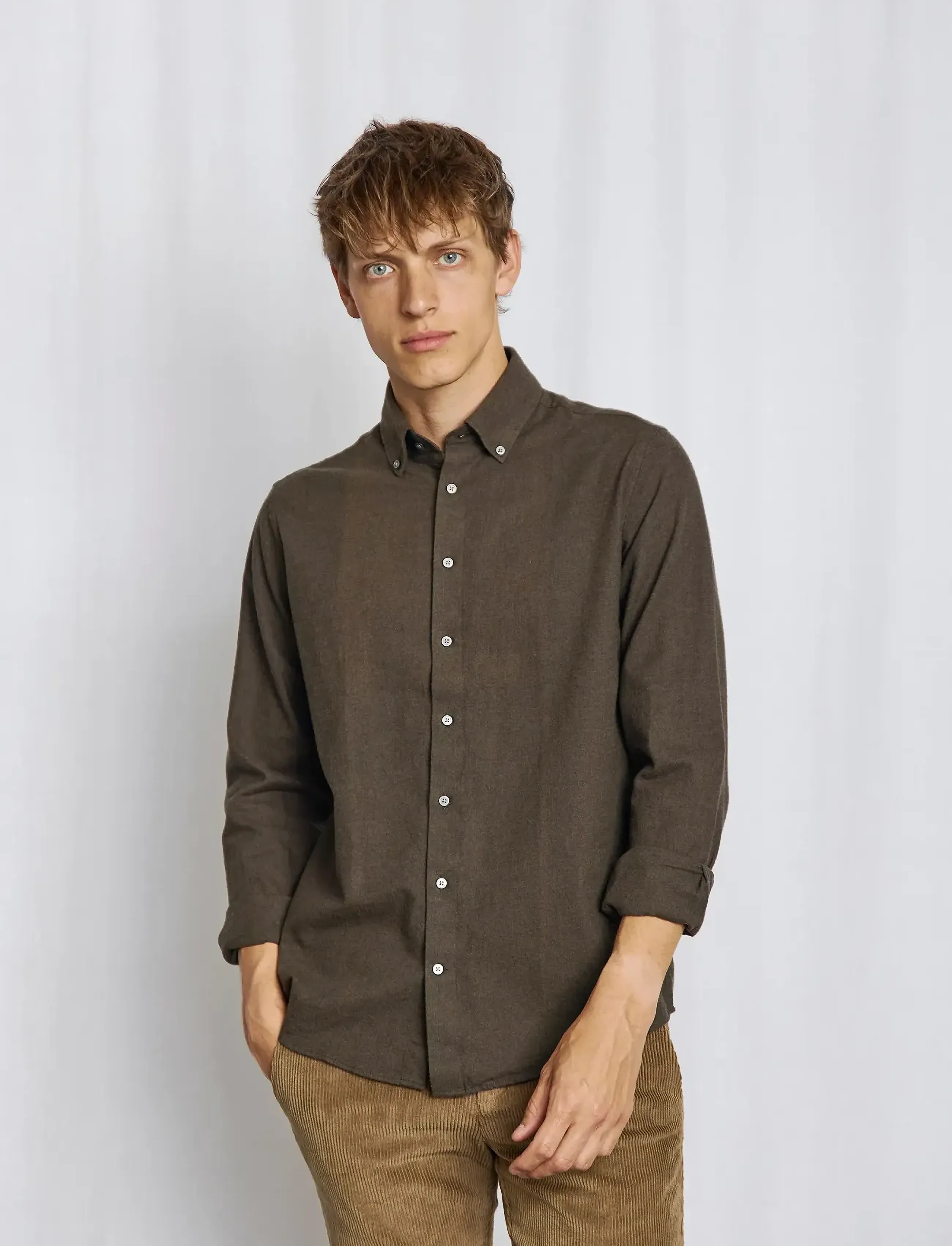 Bruun & Stengade - BS Faruk Casual Modern Fit Shirt - rennot kauluspaidat - army - 3